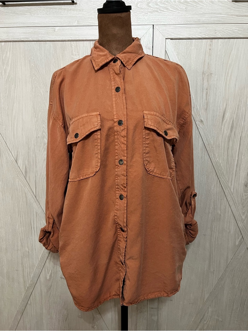 Bêcool Terracotta Tencel Utility Shacket Shirt S/M